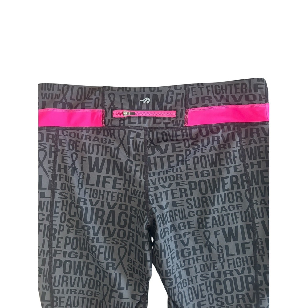 Ideology Breast Cancer Awareness Word Print Athletic Crop Leggings - Size L - Picture 5 of 5